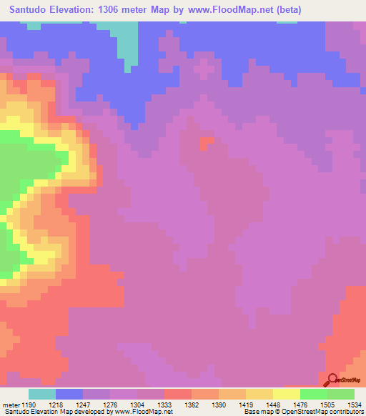 Santudo,Angola Elevation Map
