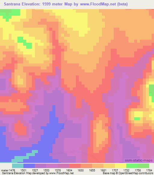 Santrana,Angola Elevation Map