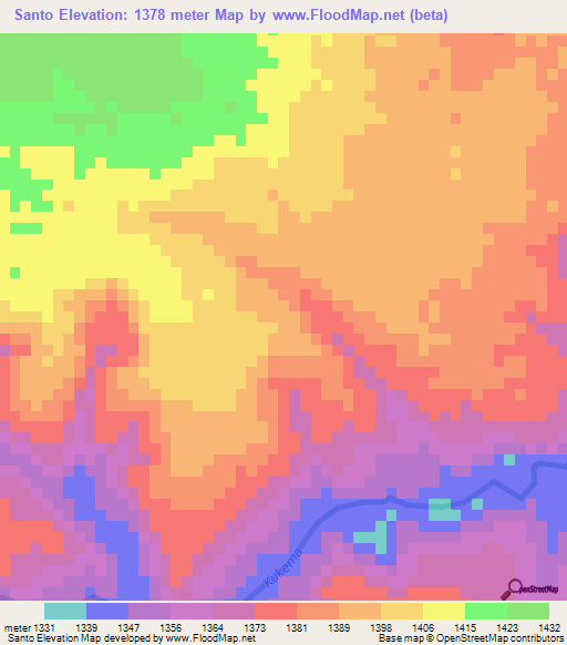 Santo,Angola Elevation Map