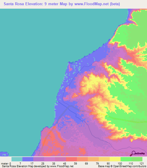 Santa Rosa,Angola Elevation Map