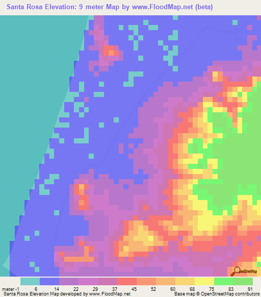 Santa Rosa,Angola Elevation Map