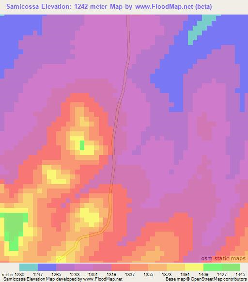 Samicossa,Angola Elevation Map