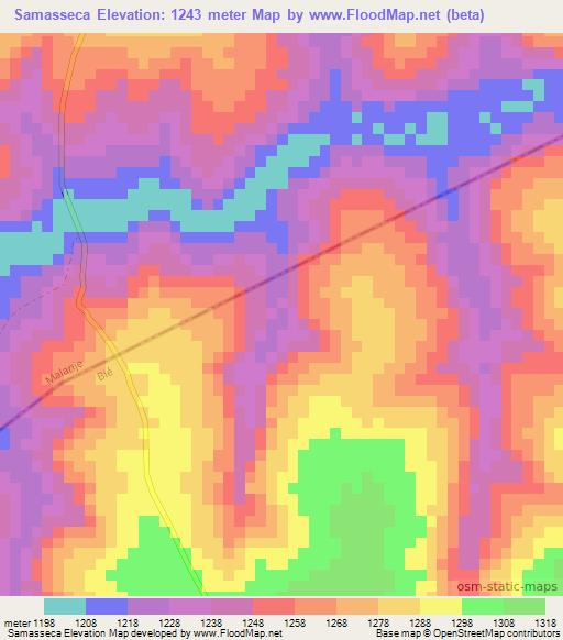 Samasseca,Angola Elevation Map