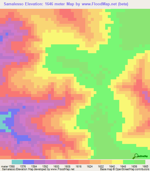 Samalesso,Angola Elevation Map