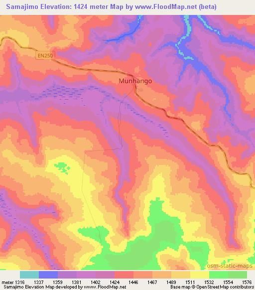 Samajimo,Angola Elevation Map