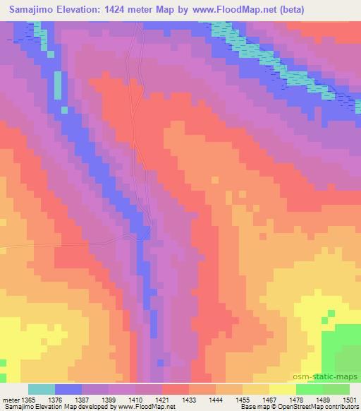 Samajimo,Angola Elevation Map