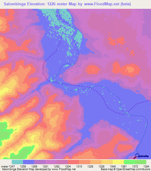 Salombinga,Angola Elevation Map