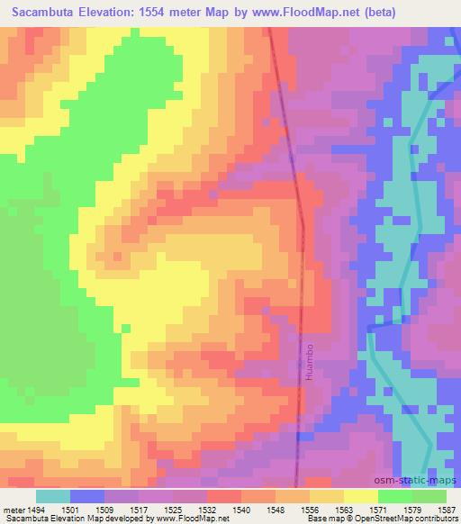 Sacambuta,Angola Elevation Map