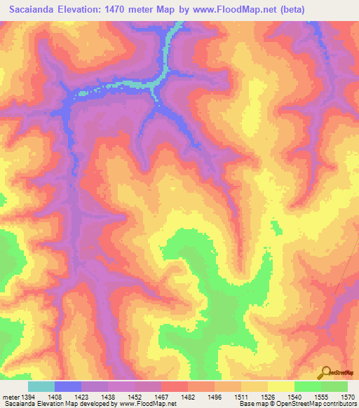 Sacaianda,Angola Elevation Map