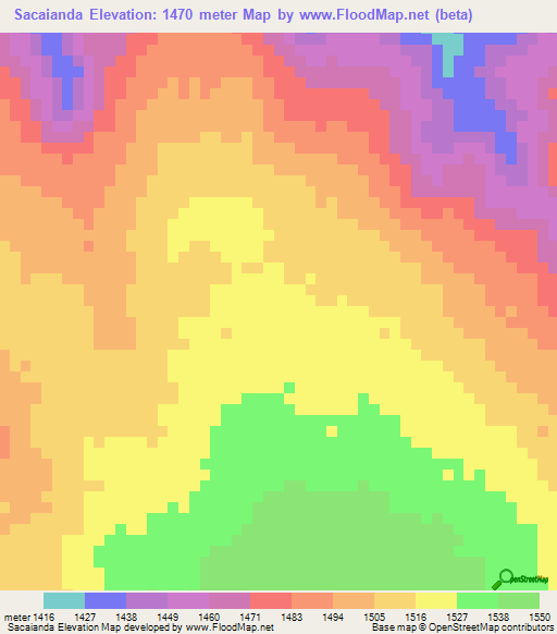 Sacaianda,Angola Elevation Map