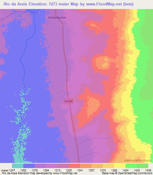 Rio da Areia,Angola Elevation Map