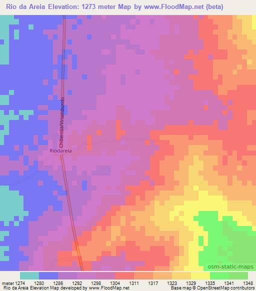 Rio da Areia,Angola Elevation Map