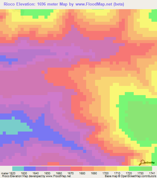 Rioco,Angola Elevation Map