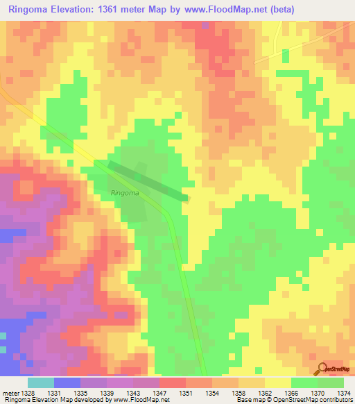 Ringoma,Angola Elevation Map