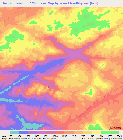 Regoa,Angola Elevation Map