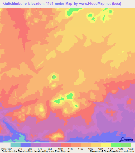 Quitchimbuire,Angola Elevation Map