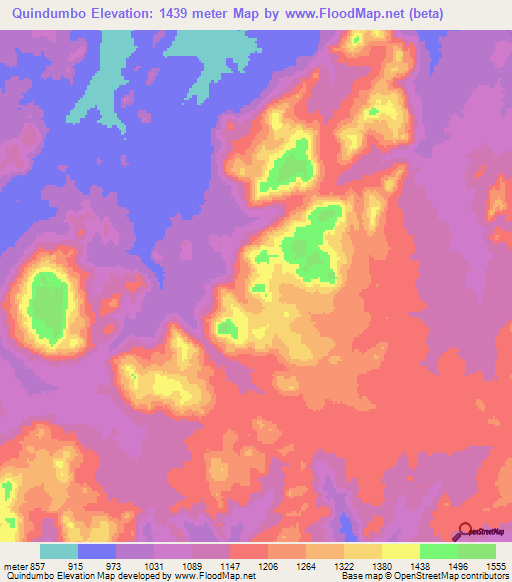 Quindumbo,Angola Elevation Map