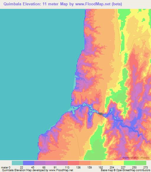 Quimbala,Angola Elevation Map