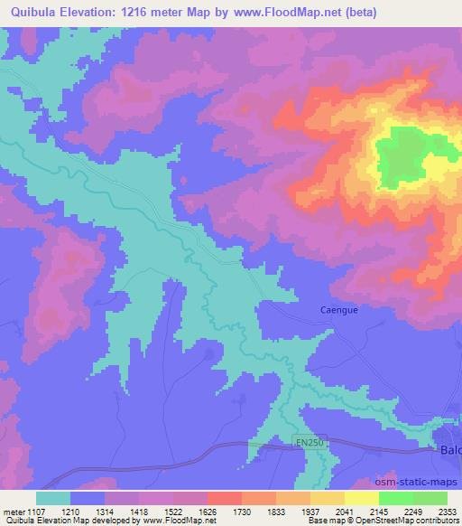 Quibula,Angola Elevation Map