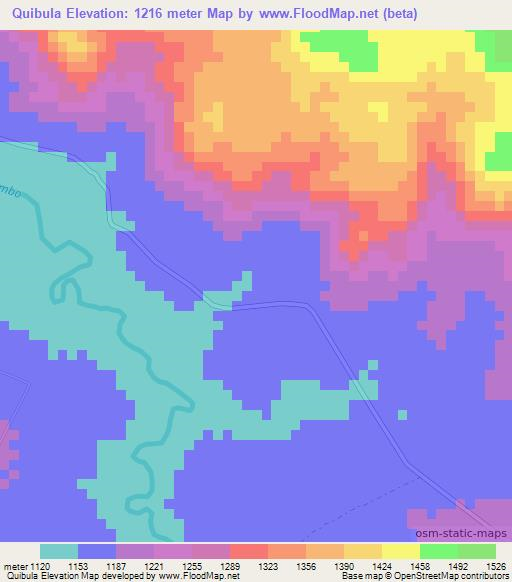 Quibula,Angola Elevation Map