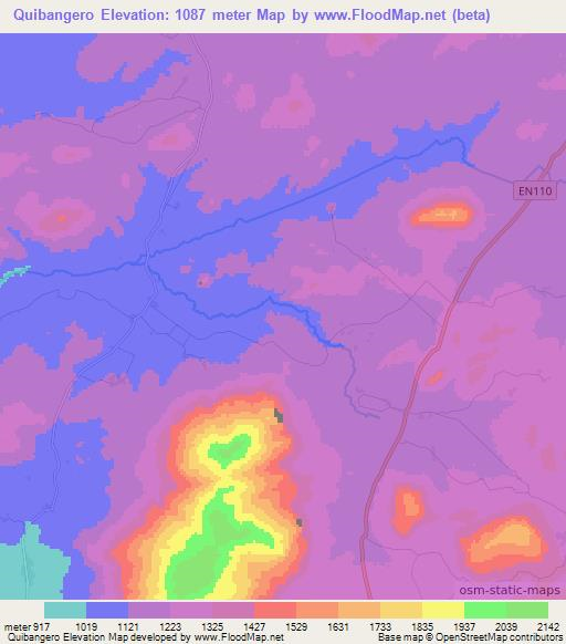 Quibangero,Angola Elevation Map