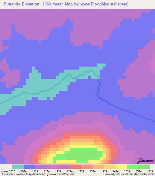 Punende,Angola Elevation Map