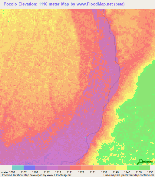 Pocolo,Angola Elevation Map