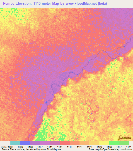 Pembe,Angola Elevation Map