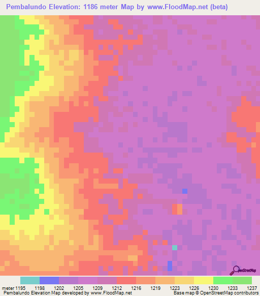 Pembalundo,Angola Elevation Map