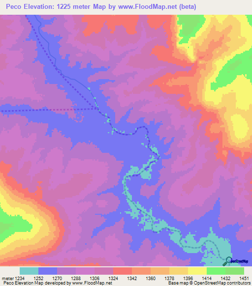 Peco,Angola Elevation Map