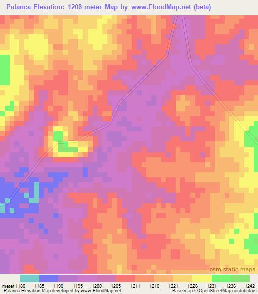 Palanca,Angola Elevation Map