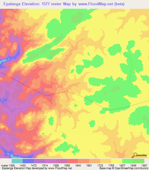 Epalanga,Angola Elevation Map
