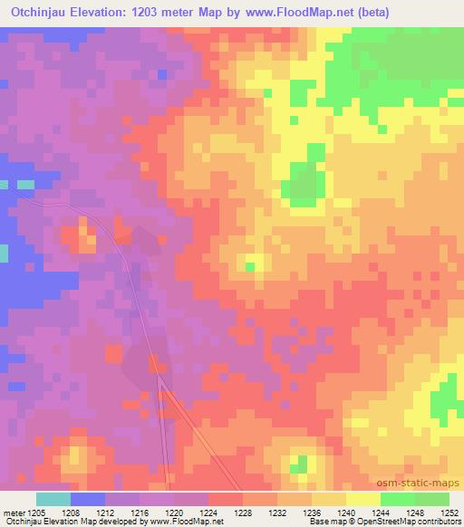 Otchinjau,Angola Elevation Map