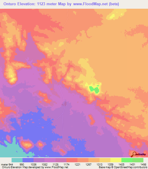 Onturo,Angola Elevation Map