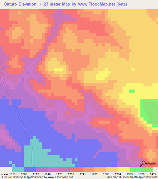 Onturo,Angola Elevation Map
