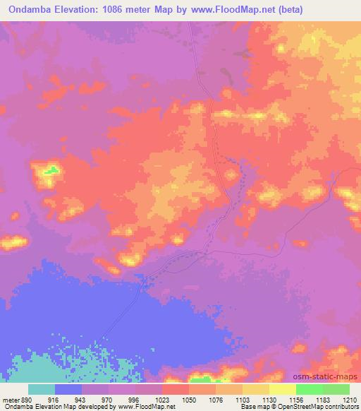 Ondamba,Angola Elevation Map