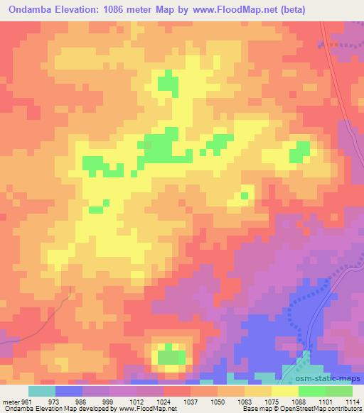 Ondamba,Angola Elevation Map