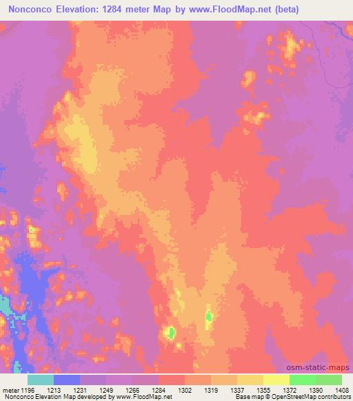 Nonconco,Angola Elevation Map