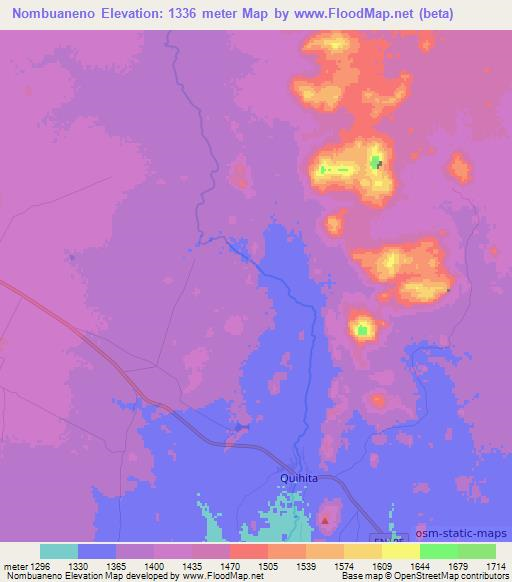 Nombuaneno,Angola Elevation Map