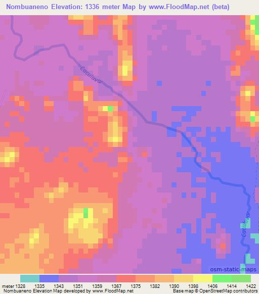 Nombuaneno,Angola Elevation Map