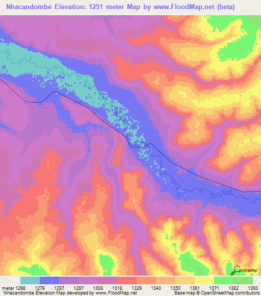 Nhacandombe,Angola Elevation Map