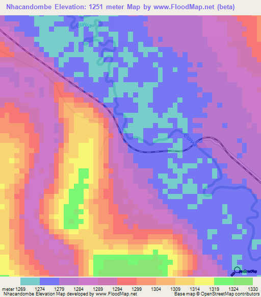 Nhacandombe,Angola Elevation Map