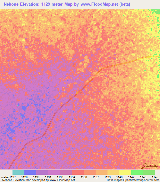 Nehone,Angola Elevation Map