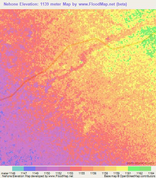 Nehone,Angola Elevation Map