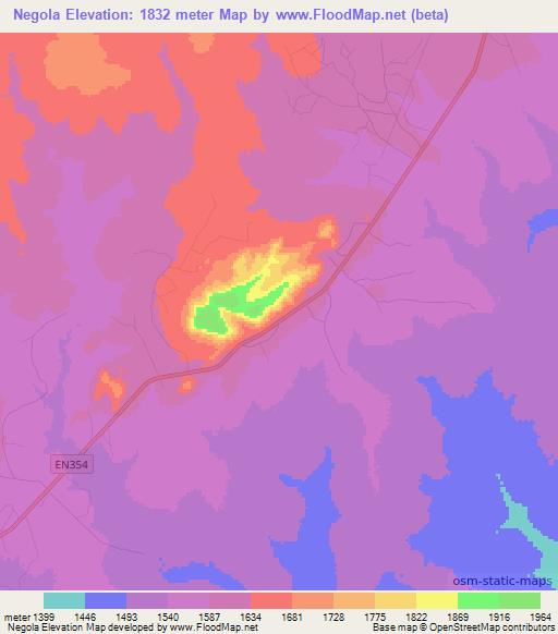 Negola,Angola Elevation Map