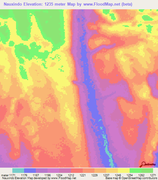 Nauxindo,Angola Elevation Map