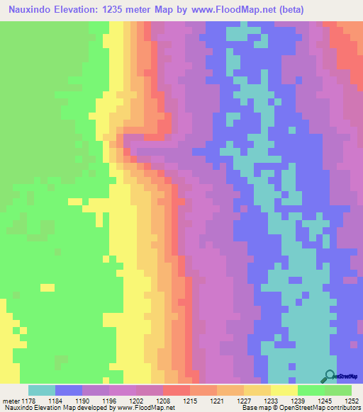 Nauxindo,Angola Elevation Map