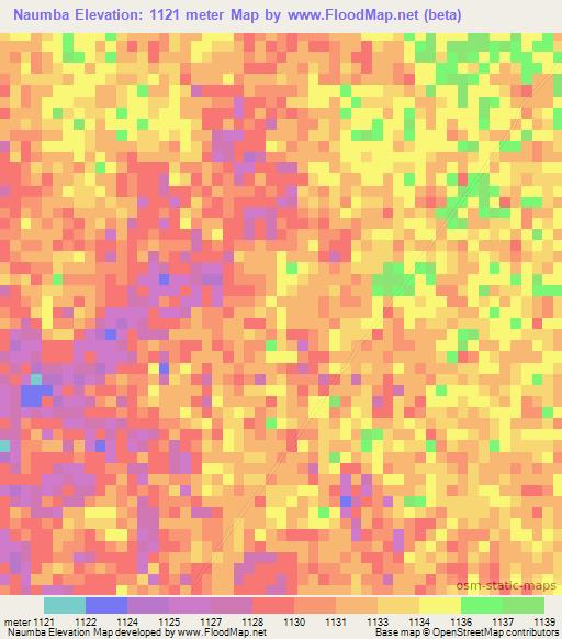 Naumba,Angola Elevation Map