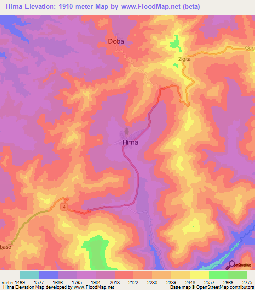 Hirna,Ethiopia Elevation Map