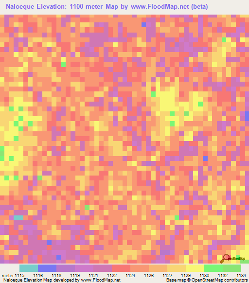 Naloeque,Angola Elevation Map